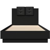  Okvir kreveta s uzglavljem i LED svjetlima crni 100 x 200 cm | shoptok.hr