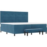  Krevet na podlozi s madracem i klupom Tamno plavi 200x200 cm Baršun | shoptok.hr