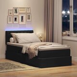  Krevet s prostorom za pohranu s LED-om Crna 90 x 190 cm tkanina | shoptok.hr