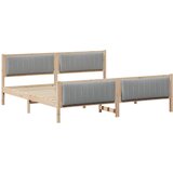  Okvir kreveta s uzglavljem Smeđa i svijetlo siva 200 x 200 cm | shoptok.hr