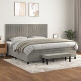  Krevet s oprugama i madracem svjetlosivi 200x200 cm baršunasti | shoptok.hr
