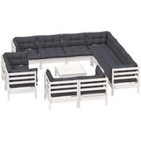  Vrtna sedežna garnitura 12-delna z blazinami bela borovina, (20966993) | Shoptok.si