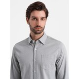 Ombre Men's SLIM FIT shirt in decorative fabric with pocket - grey | Eponuda.ba