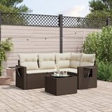 Maison Chic Seti vrtnega pohištva - Vrtna garnitura - Vrtni pohištvo set 5-delna z blazinami rjav poli ratan, (21813416) | Shoptok.si