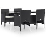  5-dijelni vrtni blagovaonski set s jastucima crni | shoptok.hr