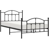  Metalni okvir kreveta uzglavlje i podnožje crni 107x203 cm | shoptok.hr