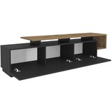 Kalune Design Črna TV omarica v orehovem dekorju 180x46 cm Pia – | Shoptok.si