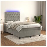  Box spring s madracem LED svjetlosivi 120x200 cm baršun | shoptok.hr