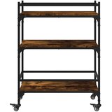 vidaXL Kuhinjski voziček dimljen hrast 65x40x86,5 cm inženirski les | Shoptok.si