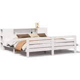 vidaXL Posteljni okvir brez vzmetnice bel 200x200 cm trdna borovina | Shoptok.si