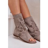 Boto Zazoo 3437 Women's Suede Sandals With Zipper Beige | Eponuda.ba