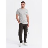 Ombre Men's cotton t-shirt with contrasting thread - light grey | Shoptok.si