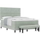 vidaXL Postelja z box vzmetjo z vzmetnico in nadvložkom svetlo siva 140x200 cm žamet | Shoptok.si