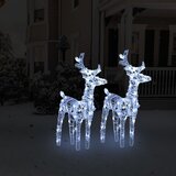  Božićni sobovi 2 kom hladni bijeli 80 LED žarulja akrilni | shoptok.hr
