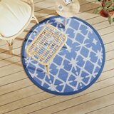 vidaXL Vanjski tepih plavo-bijeli Ø 120 cm PP | shoptok.hr