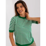 Fashion Hunters Lady's green-and-white striped blouse with short sleeves Cene
