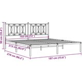 Metalni okvir za krevet s uzglavljem bijeli 183x213 cm | shoptok.hr