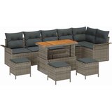  Sjedeća garnitura za vrt 10 kom. Siva poliratan 297,5 x 132,5 x 85 cm | shoptok.hr
