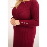 Kesi Włoski Plus Size women's sweater dress with mohair burgundy | Shoptok.si