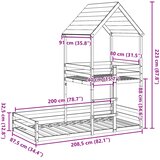  Krevet na kat s krovom voštano smeđi 80x200 cm masivna borovina | shoptok.hr
