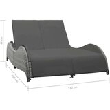  Dvojni ležalnik z blazino poli ratan antraciten, (20662659) | Shoptok.si