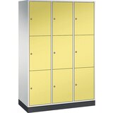 C+P Jeklena omara s predelki z zaklepanjem INTRO, višina predelka 580 mm, ŠxG 1220 x 500 mm, 9 predelkov, korpus svetlo siv, vrata žvepleno rumena | Shoptok.si