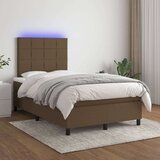  Box spring postelja z vzmetnico LED tem. rjava 120x200 cm blago, (21118468) Cene