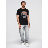 Ombre Men's cotton t-shirt with contrasting two-tone print - black | Shoptok.si