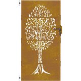  Vrtna vrata 85 x 200 cm od čelika COR-TEN s uzorkom stabla | shoptok.hr