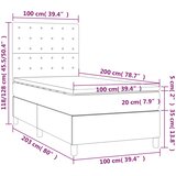 Krevet box spring s madracem LED svjetlosivi 100x200 cm baršun | shoptok.hr