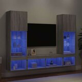  5-dijelni zidni TV elementi s LED svjetlima boja sivog hrasta | shoptok.hr