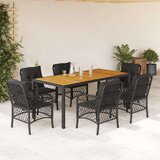 vidaXL 7-dijelni vrtni blagovaonski set s jastucima crni od poliratana | shoptok.hr