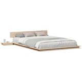vidaXL Posteljni okvir z nočnimi omaricami 150x200cm iz trdnega lesa | Shoptok.si