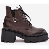 Zazoo Leather Women's Block Heel Boots with Decorative Strap Lined | Shoptok.si