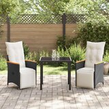  3-delni set za vrt z blazinami Črna poli ratan, (22087638) | Shoptok.si