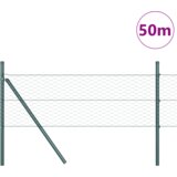 vidaXL Heksagonalna ograja Zelena 0.8x50 m Jeklo, Ograjni stebri 13 kos Zelena Ø32 mm 120 cm Galvanizirano jeklo | Shoptok.si