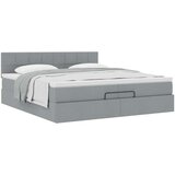 vidaXL Otomanski posteljni okvir z vzmetnico svetlo siv 200x200 cm | Shoptok.si