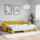 vidaXL Izvlečna dnevna postelja rumena 90x200 cm žamet Cene