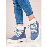 SHELOVET Women's blue snow boots with sheepskin coat Cene