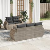 Maison Chic Seti vrtnega pohištva - Vrtna garnitura - Vrtni pohištvo set 6-delna z blazinami siv poli ratan, (21808014) | Shoptok.si