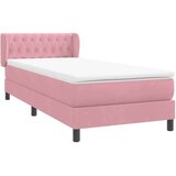 Box spring postelja z vzmetnico roza 90x210 cm žamet, (22054222) | Shoptok.si