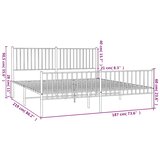  Metalni okvir kreveta uzglavlje i podnožje bijeli 183x213 cm | shoptok.hr