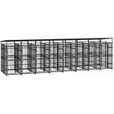 vidaXL zunanji pasji boks s streho jeklo 14,75 m² | Shoptok.si
