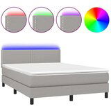  Box spring postelja z vzmetnico LED svetlo siva 140x190cm blago, (20724478) | Shoptok.si