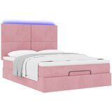  Otomanski krevet s madracima&LED ružičasti 140x190cm baršunasti | shoptok.hr