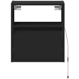 vidaXL Stenske TV omarice z LED lučkami 2 kosa črna 41x31x45 cm | Shoptok.si