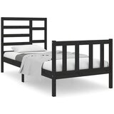  Posteljni okvir črn iz trdnega lesa 75x190 cm 2F6, (20646603) | Shoptok.si