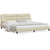  Okvir kreveta s LED svjetlima krem 200 x 200 cm od tkanine | shoptok.hr