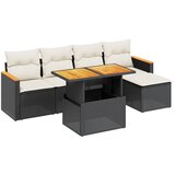 Maison Chic Seti vrtnega pohištva - Vrtna garnitura - Vrtni pohištvo set 6-delna z blazinami črna poli ratan, (21807897) | Shoptok.si
