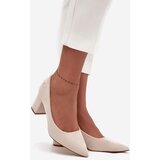 Boto Women's Pumps with Pointed Toes on Block Heel Beige Pavira | Shoptok.si